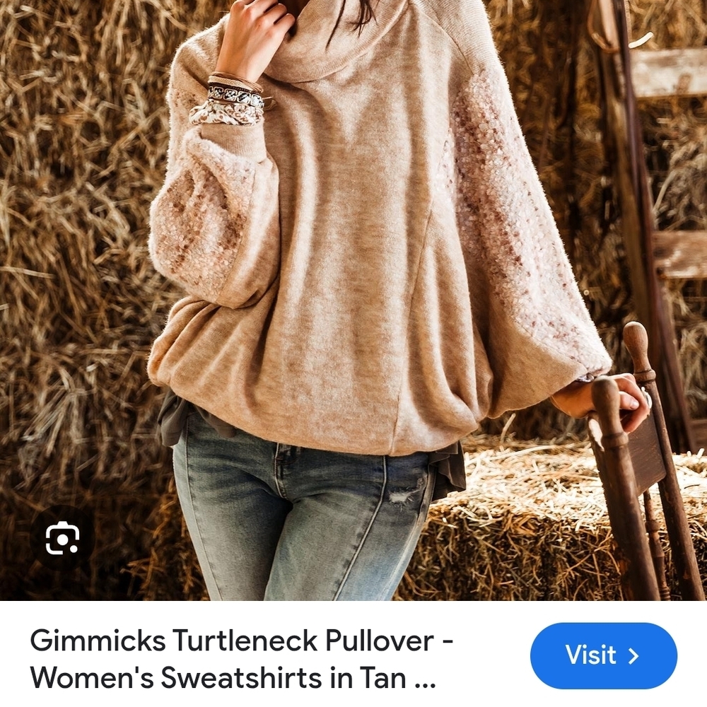 Gimmicks by BKE Tan Cowl Neck Sweater - Picture 3 of 8